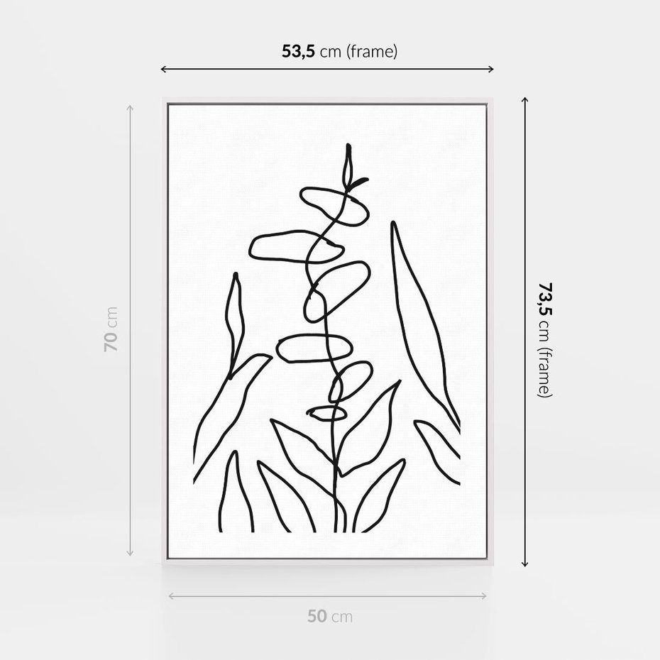 Obraz w ramie 50x70 - Konturem Naznaczone - mroczna sztuka, minimalizm - rama biała
