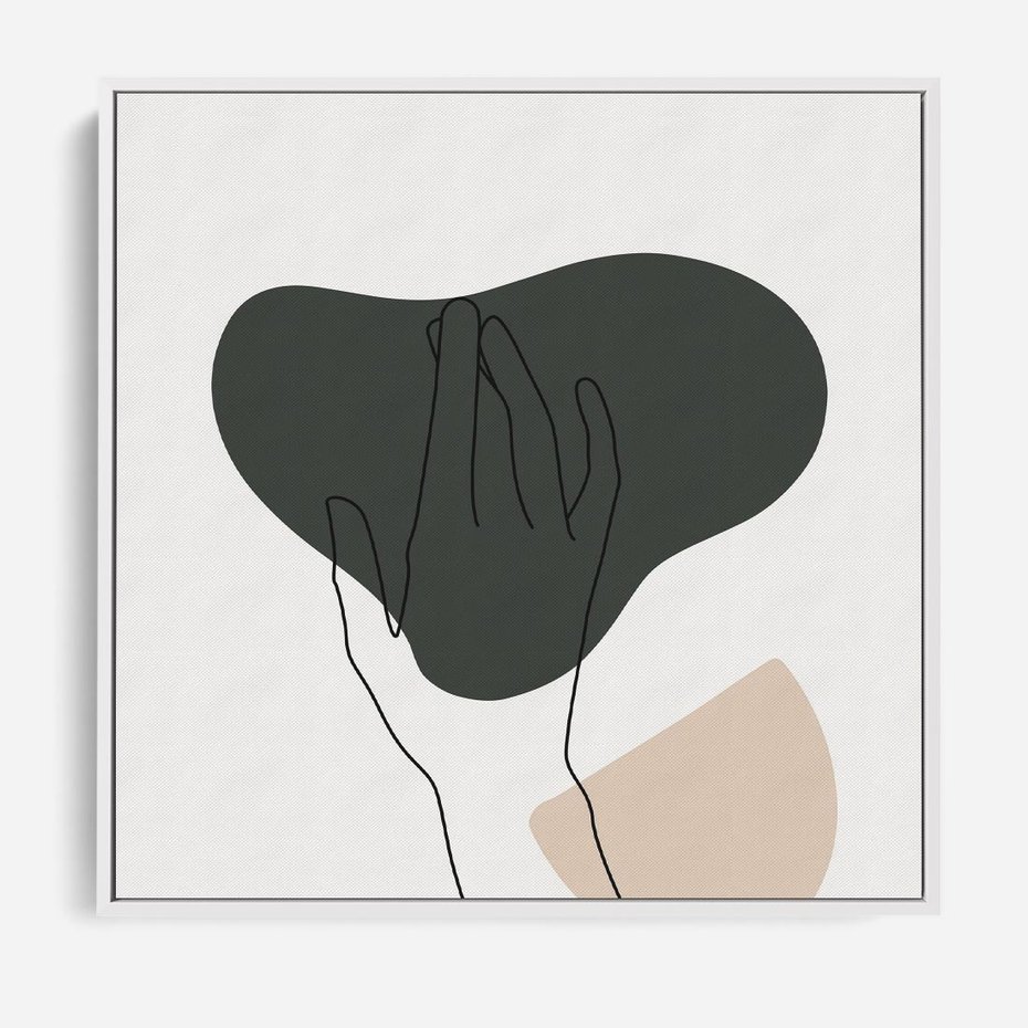 Obraz w ramie 80x80 - Bezczasowe Echo - szkic jedną linią, one line - rama biała