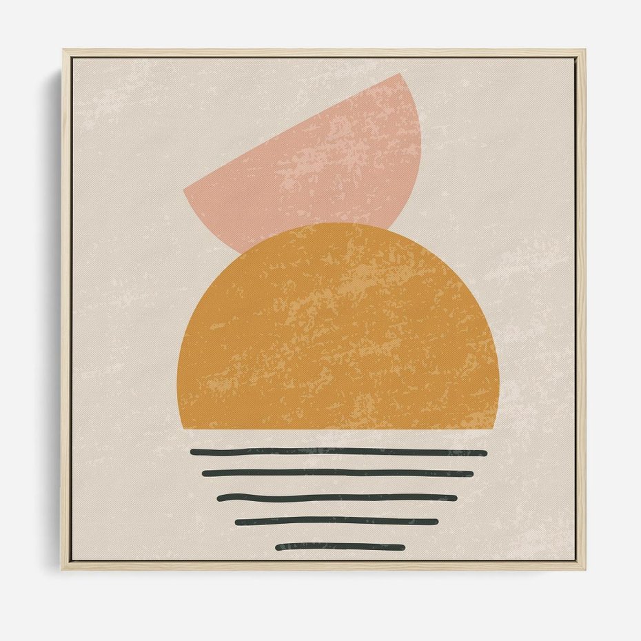 Obraz w ramie 80x80 - Krótka Forma - abstrakcyjna sztuka, boho kształty - rama drewno