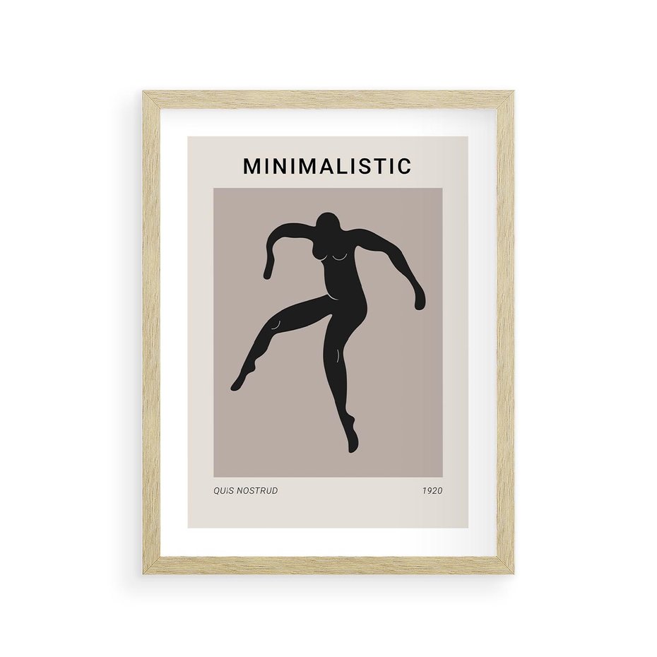 Plakat w ramie 30x40 - Sztuka Nowoczesności: Minimalistyczny Plakat - modern art, minimalistyczny plakat - rama drewno
