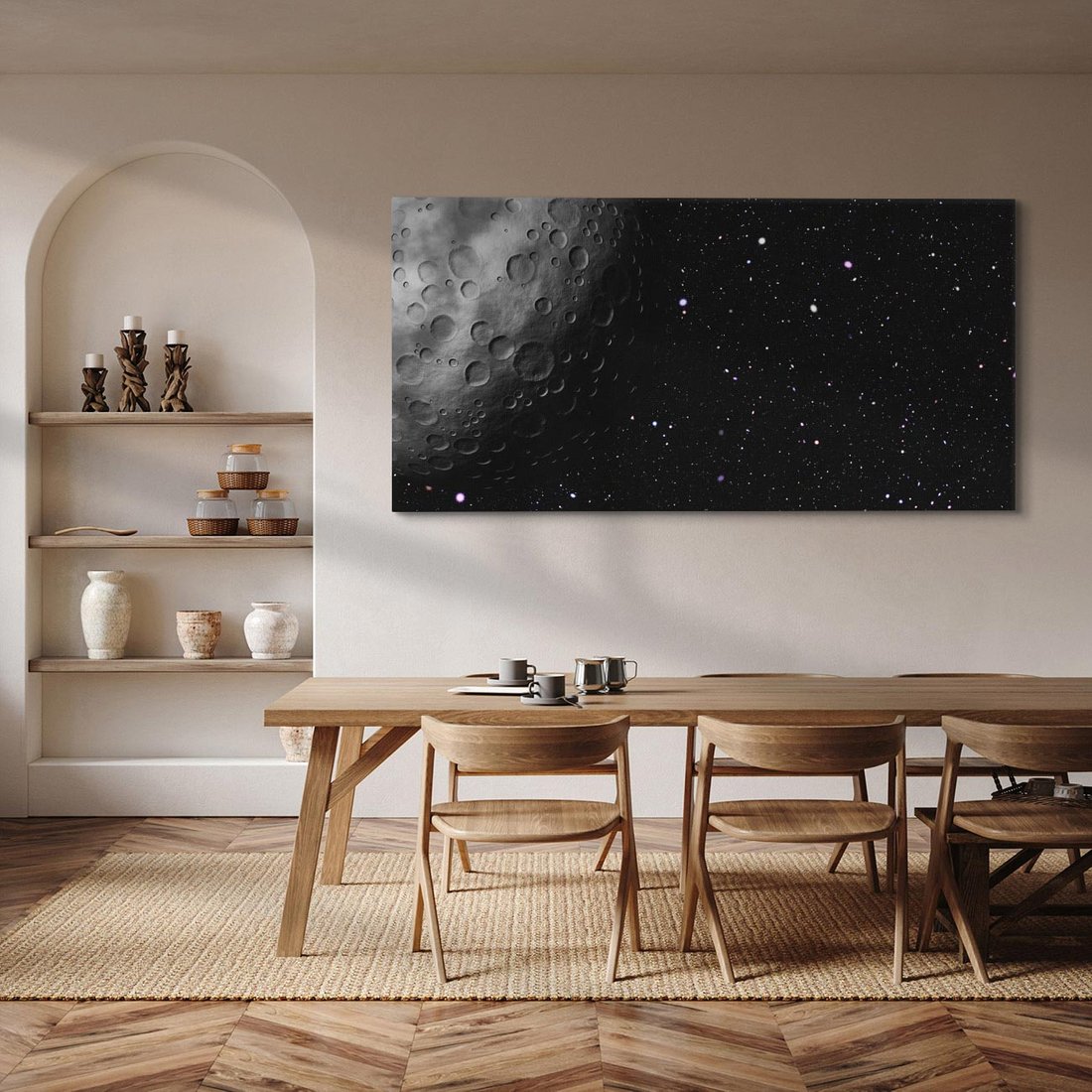 Obraz na płótnie 120x60 - Nocne opowieści księżycowe - księżyc, kosmos