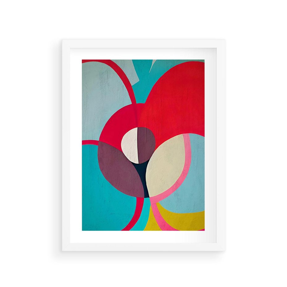Plakat w ramie 30x40 - Kolorowe Odsłony Inspiracji - abstrakcyjny obraz, olejny - rama biała