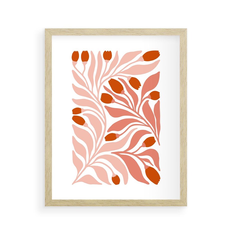 Plakat w ramie 40x50 - Nieskrępowane wyobraźnie kolorów - kwiaty, pastelowe kolory - rama drewno