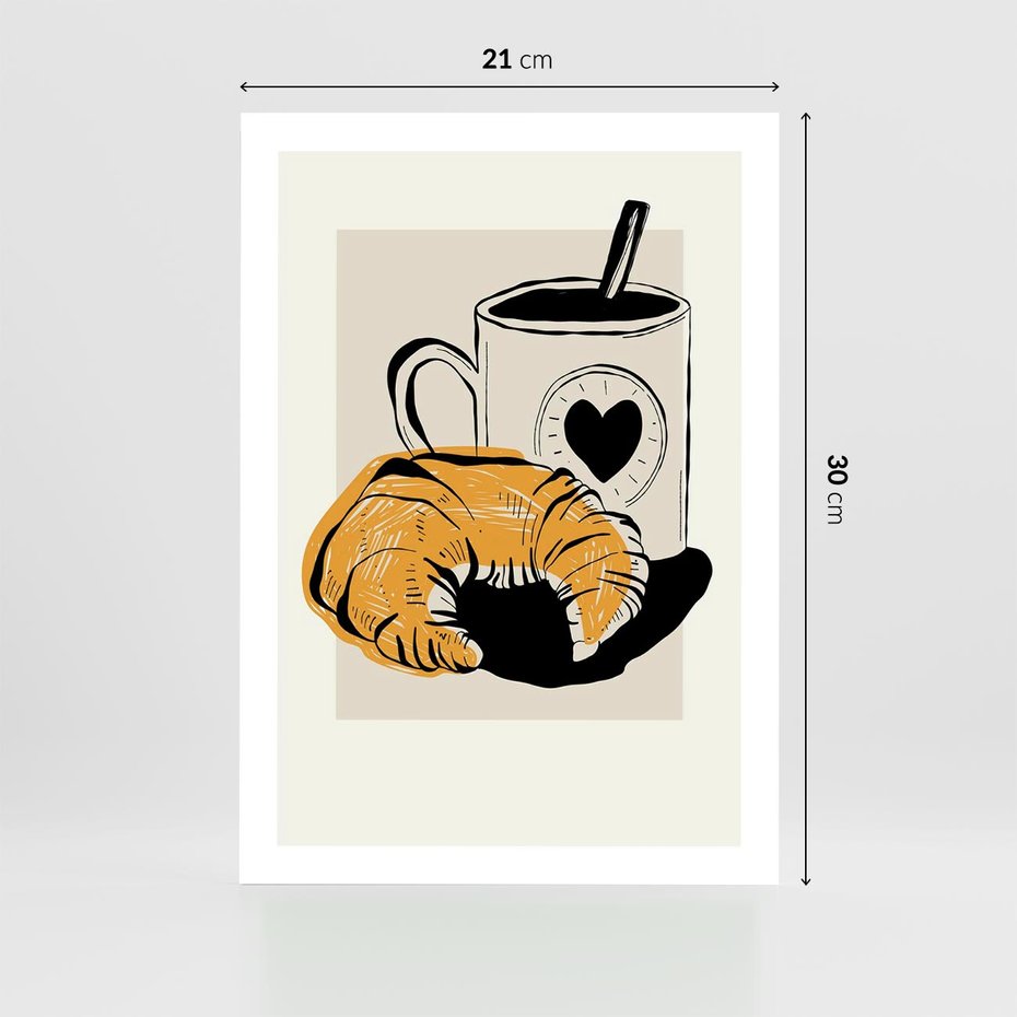 Plakat bez ramy 21x30 - Śniadanie z Croissantem - grafika, croisant