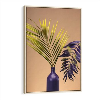 Obraz w ramie 80x120 - Delikatne Piękno - palma, pastele - rama drewno