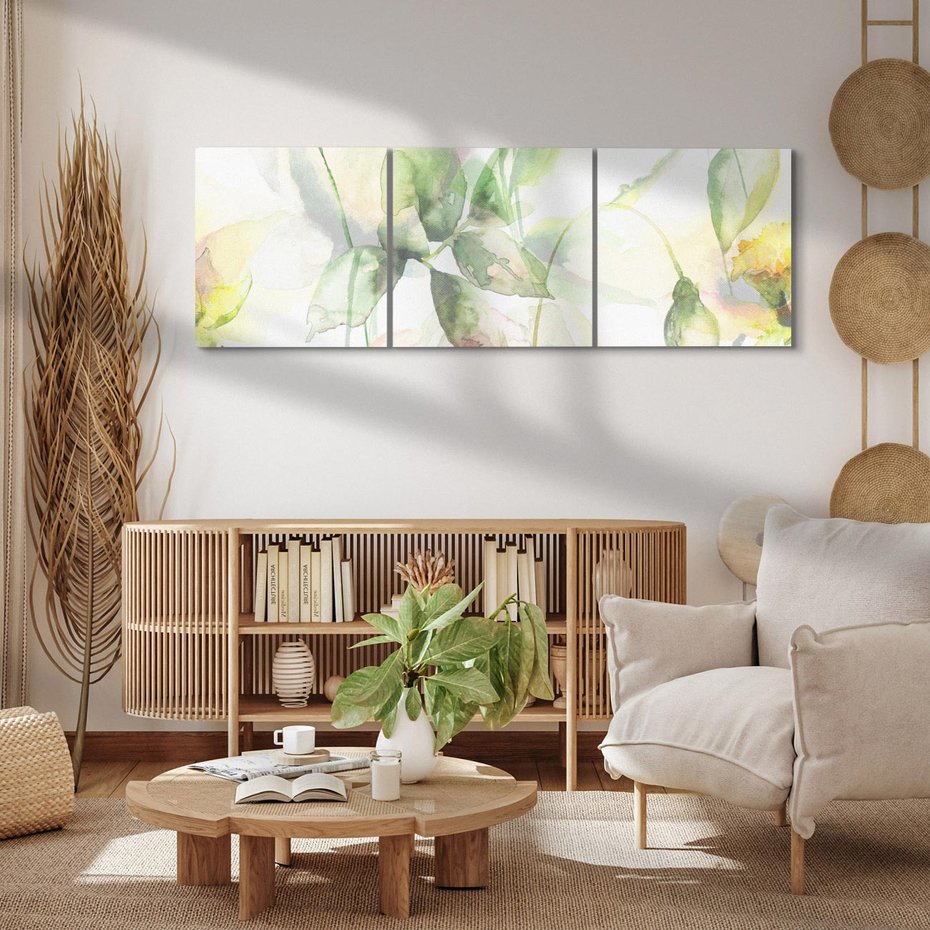 Obraz na płótnie 120x40 - Delikatne Kolory - akwarelowe, kwiaty