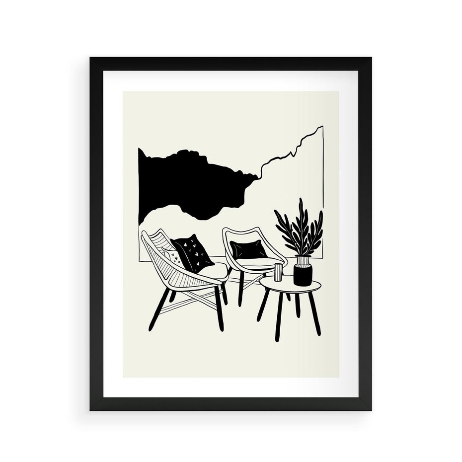 Plakat w ramie 40x50 - Boho Elegancja - boho wnętrze, salon - rama czarna