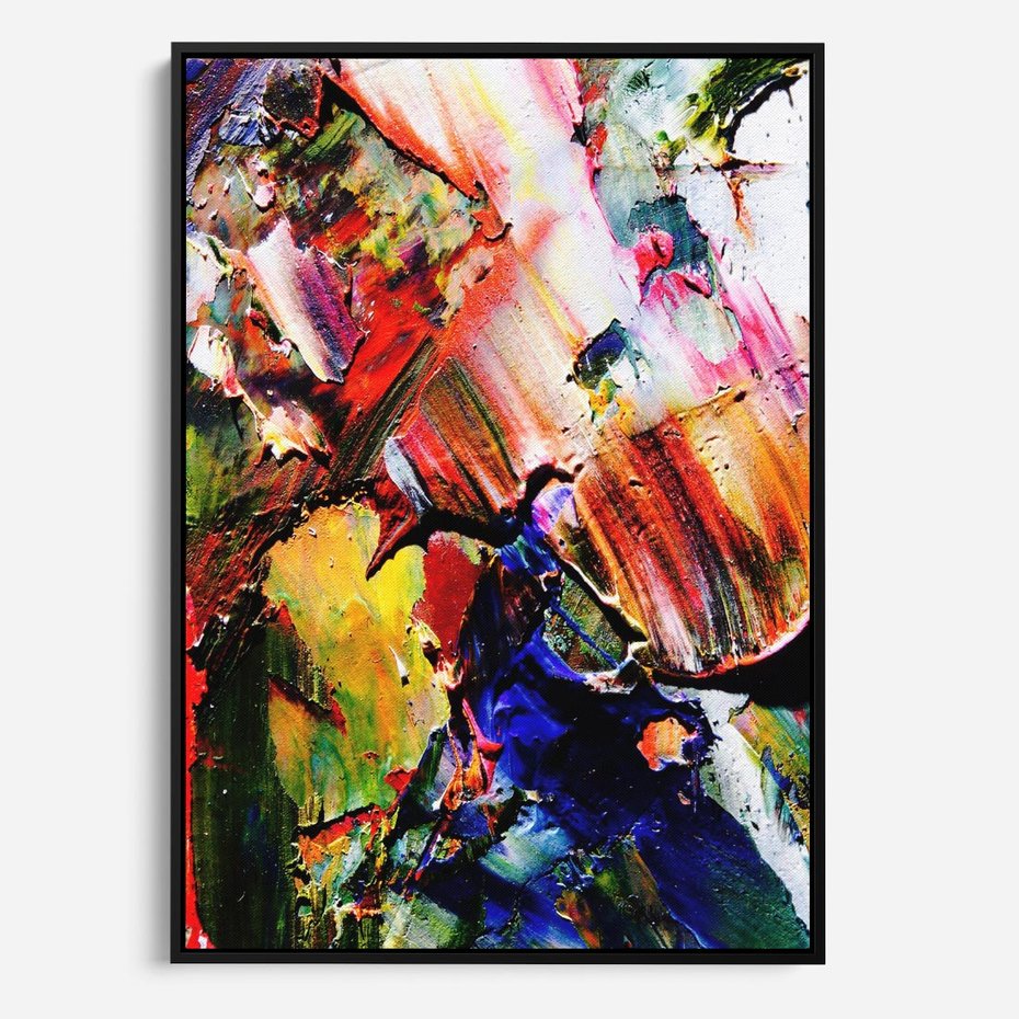 Obraz w ramie 50x70 - Szalejące ognie kolorów - abstrakcja, farby olejne - rama czarna