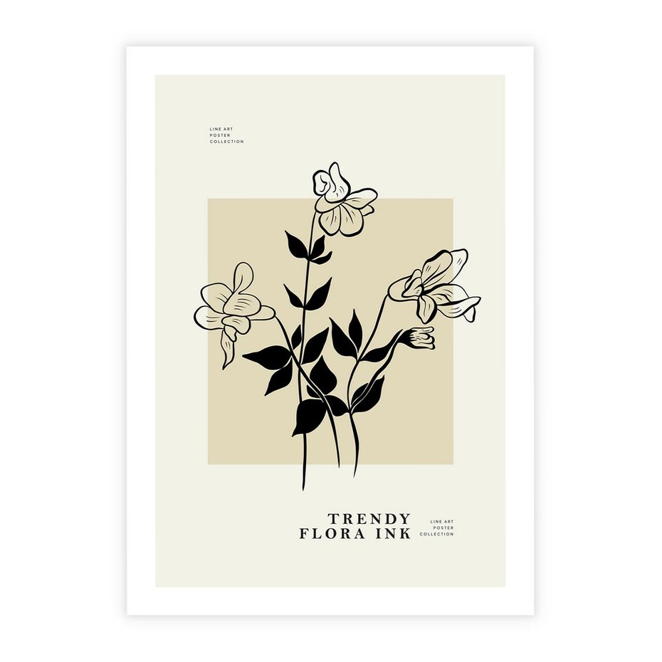 Plakat bez ramy 30x40 - Malowane szkicowe tęsknoty - kwiaty, typografia