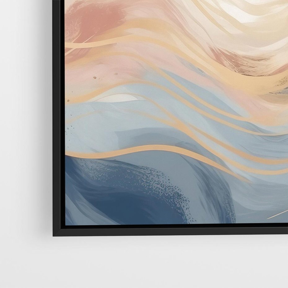 Obraz w ramie 50x50 - Ukojenie Współczesności - abstrakcyjne fale, gładkie linie - rama czarna