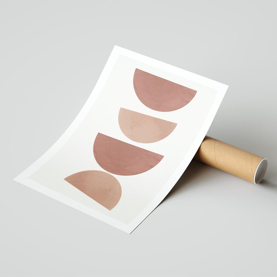 Plakat bez ramy 40x50 - Abstrakcyjne Widzenia - abstrakcyjne geometryczne kształty, odcienie brązu i beżu