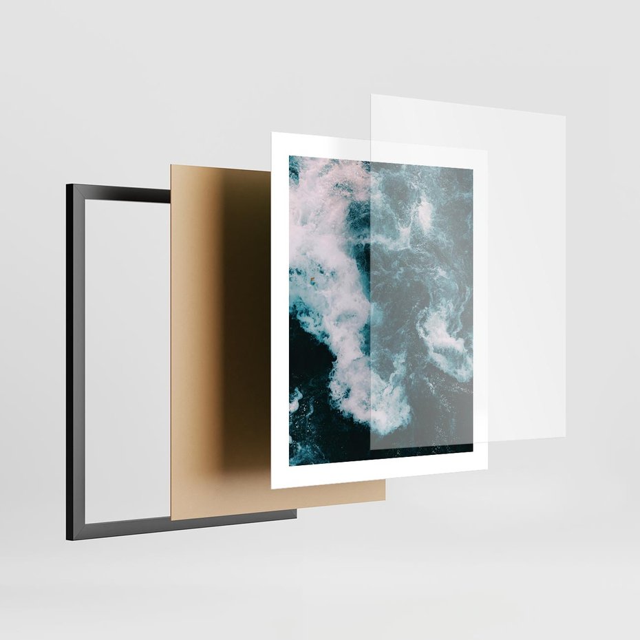 Plakat w ramie 40x50 - Fale w Odcieniach Turkusu - ocean, fale - rama czarna