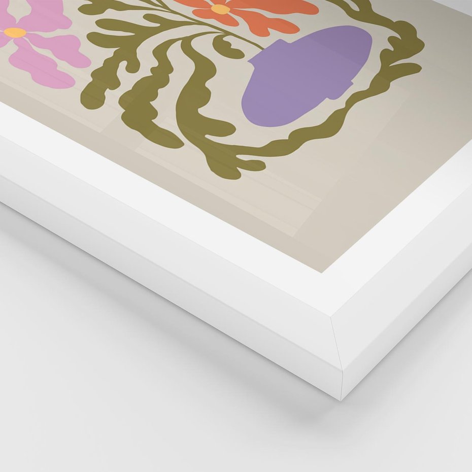 Plakat w ramie 30x40 - Kolorowe Echa - kwiaty, abstrakcja - rama biała