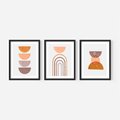 Zestaw obrazy w ramie 30x40 galeria - Abstrakcyjne, kształty, boho - rama czarna
