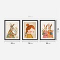 Zestaw obrazy w ramie 50x70 galeria - dla, dzieci, króliki, dziewczynka - rama czarna