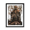 Plakat w ramie 50x70 - Jesienna Wieża w Liściach - architektura, wieża - rama czarna