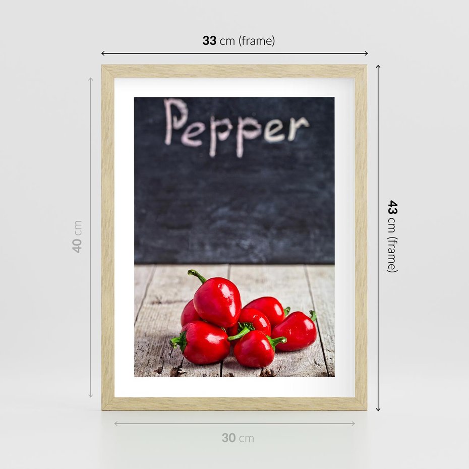 Plakat w ramie 30x40 - Eksploracja smaków - papryka, kuchnia - rama drewno