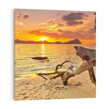 Obraz na płótnie 70x70 - Magia zachodu słońca nad morzem - plaża, morze