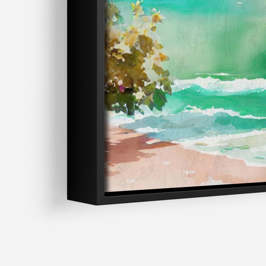 Obraz w ramie 70x100 - Na Zboczu - akwarela, nadmorski pejzaż - rama czarna