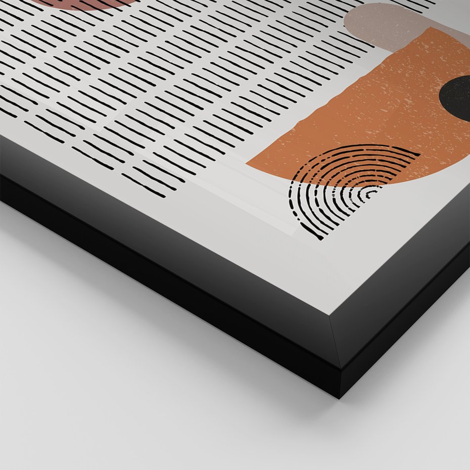 Zestaw obrazy w ramie 40x50 galeria - Geometryczne, figury, boho - rama czarna