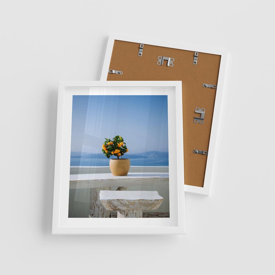 Plakat w ramie 40x50 - Uroki Santorini - Santorini, Grecja - rama biała