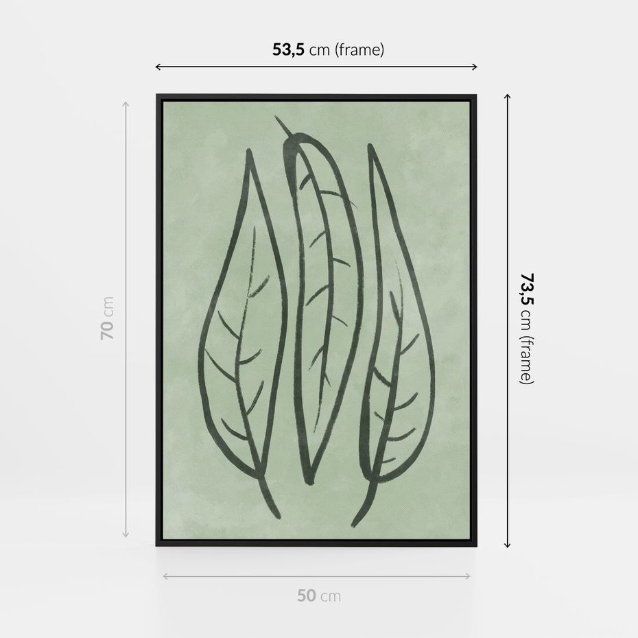 Obraz w ramie 50x70 - Energetyczne Ekspresje Natury - zielony plakat, roślinne motywy - rama czarna