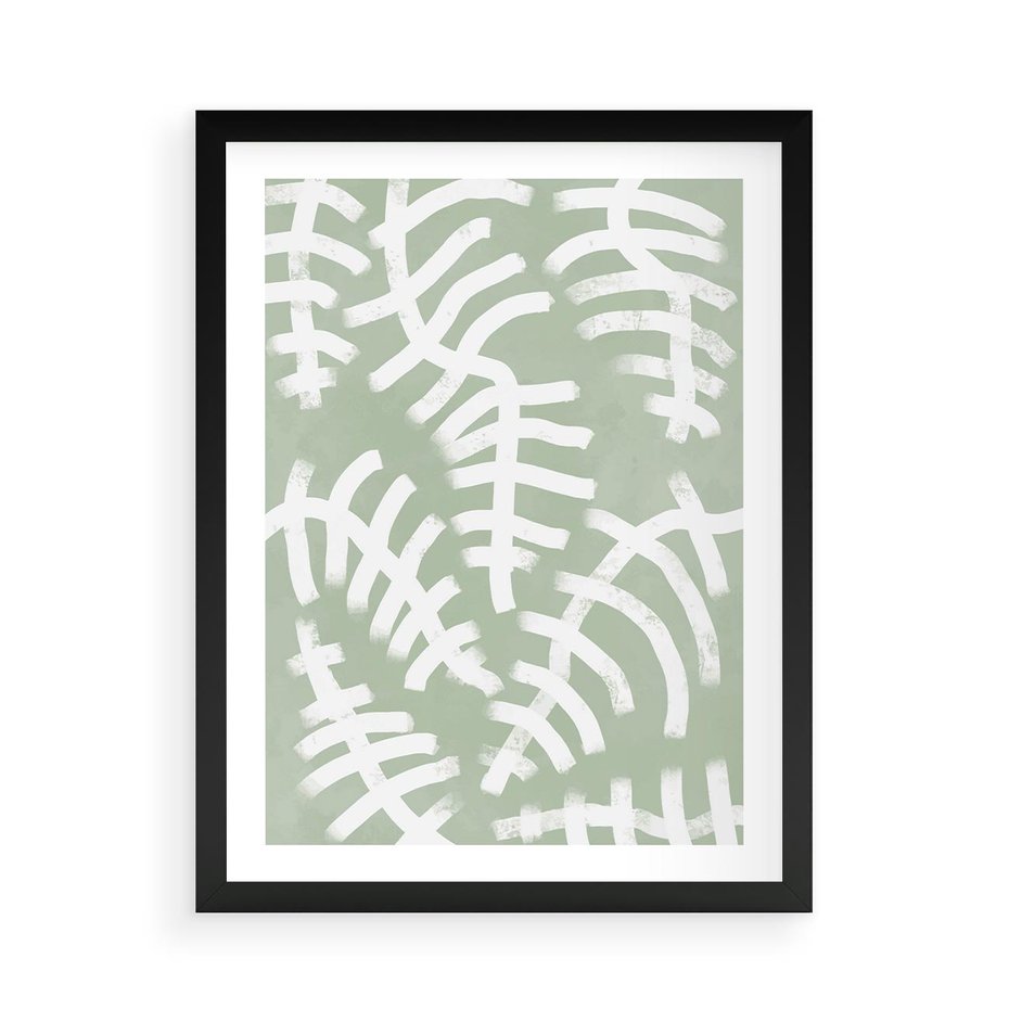 Plakat w ramie 50x70 - Oaza Zieleni - zielona abstrakcja, zgaszona zieleń - rama czarna