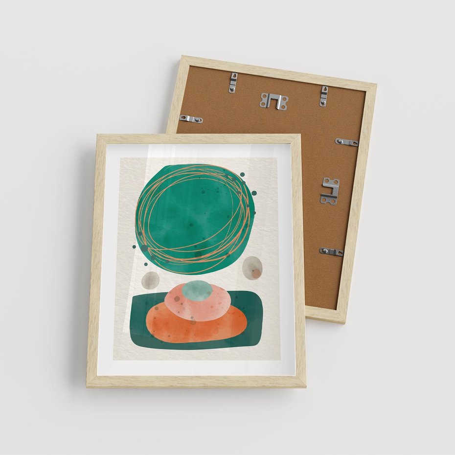 Plakat w ramie 40x50 - Rozmyte Granice - abstrakcyjne plamy, zielony - rama drewno