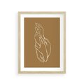 Plakat w ramie 30x40 - Splecione Dłonie - szkic, minimalizm - rama drewno