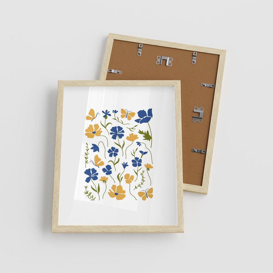 Plakat w ramie 40x50 - Odgłosy Wizji - kwiaty, sztuka nowoczesna - rama drewno