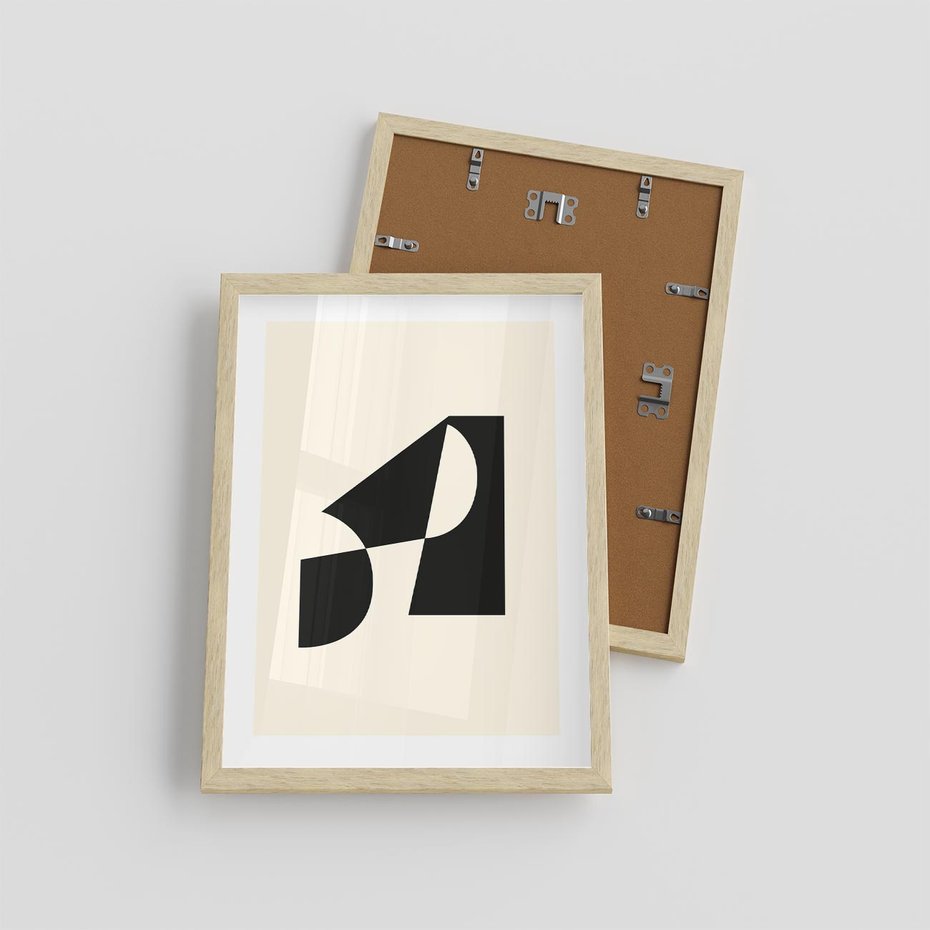 Plakat w ramie 30x40 - Rozświetlony Cień - abstrakcyjna sztuka, geometria - rama drewno