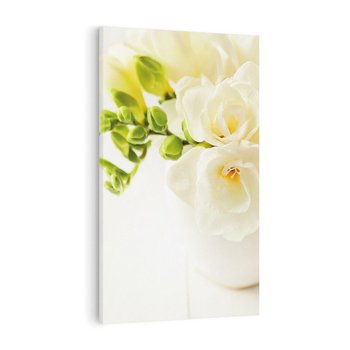 Obraz na płótnie 80x120 - Subtelność białych frezji - frezja, białe