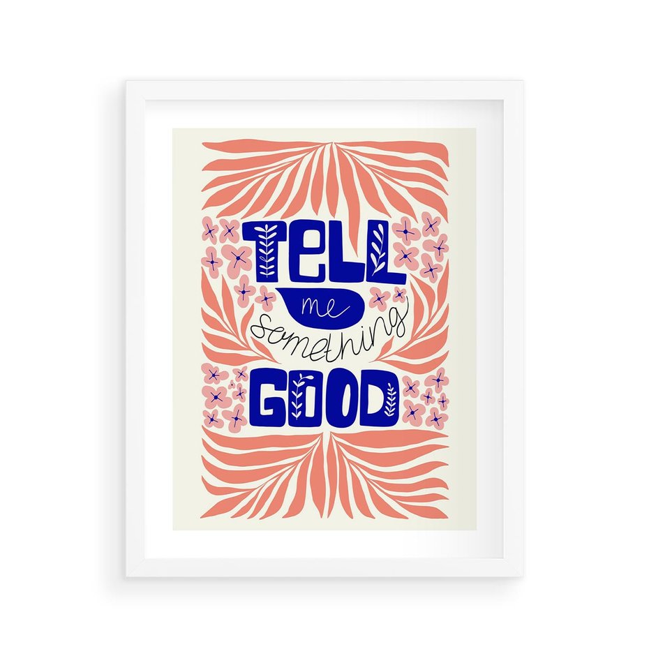 Plakat w ramie 40x50 - Bezgraniczne Formy - nowoczesna typografia, liście - rama biała