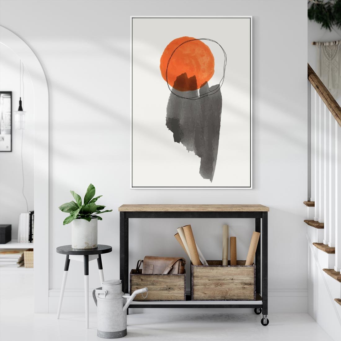 Obraz w ramie 50x70 - Księga Form - abstrakcyjne nieregularne plamy, czarny - rama biała