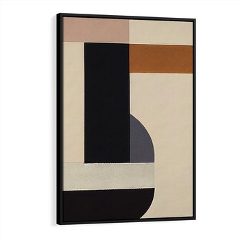 Obraz w ramie 70x100 - Nowoczesne Brązy - geometryszne pasy, nowoczesny styl - rama czarna