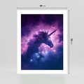 Plakat bez ramy 40x50 - Mityczna podróż - kosmos, jednorożec