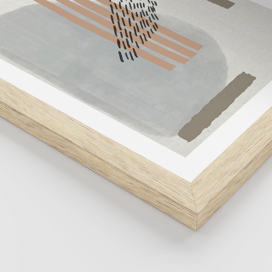 Plakat w ramie 40x50 - Nowoczesna Abstrakcja: Delikatne Beże - abstrakcja, nowoczesna sztuka - rama drewno