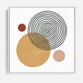 Obraz w ramie 50x50 - Wewnętrzne Formy - koła okręgi, abstrakcyjna nowoczesna sztuka - rama biała
