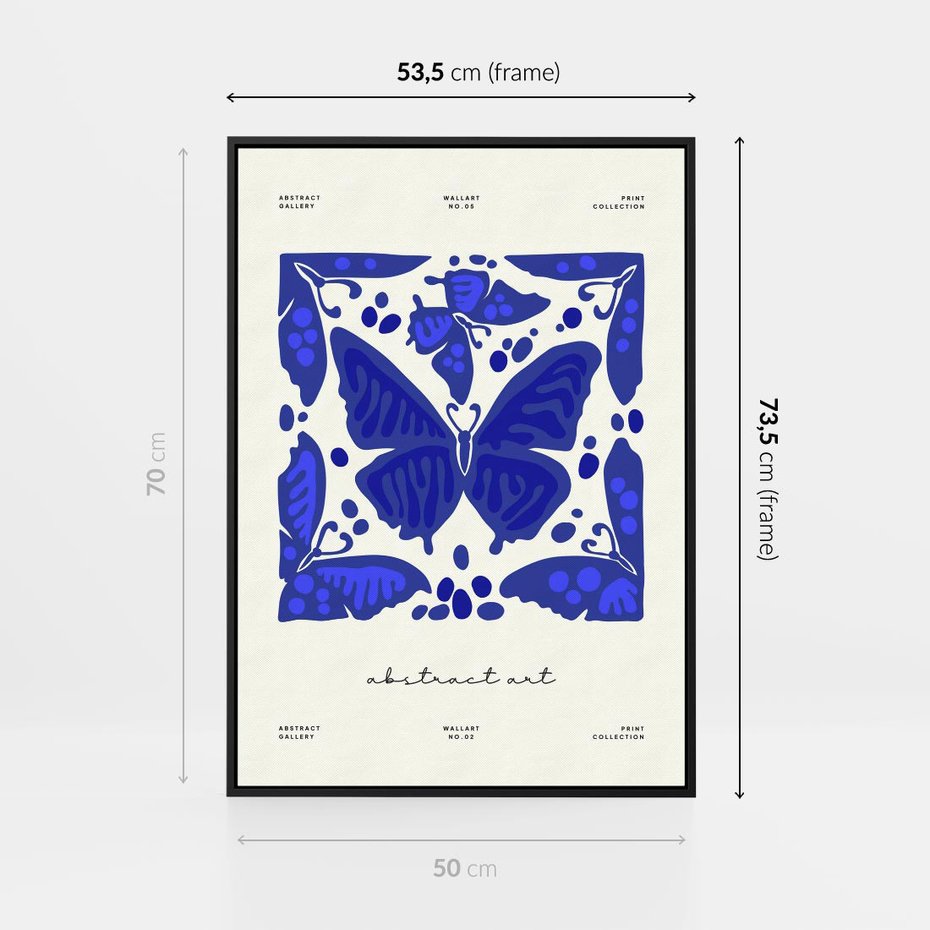Obraz w ramie 50x70 - Wibracje Wnętrza - nowoczesny plakat, odcienie błękitu - rama czarna