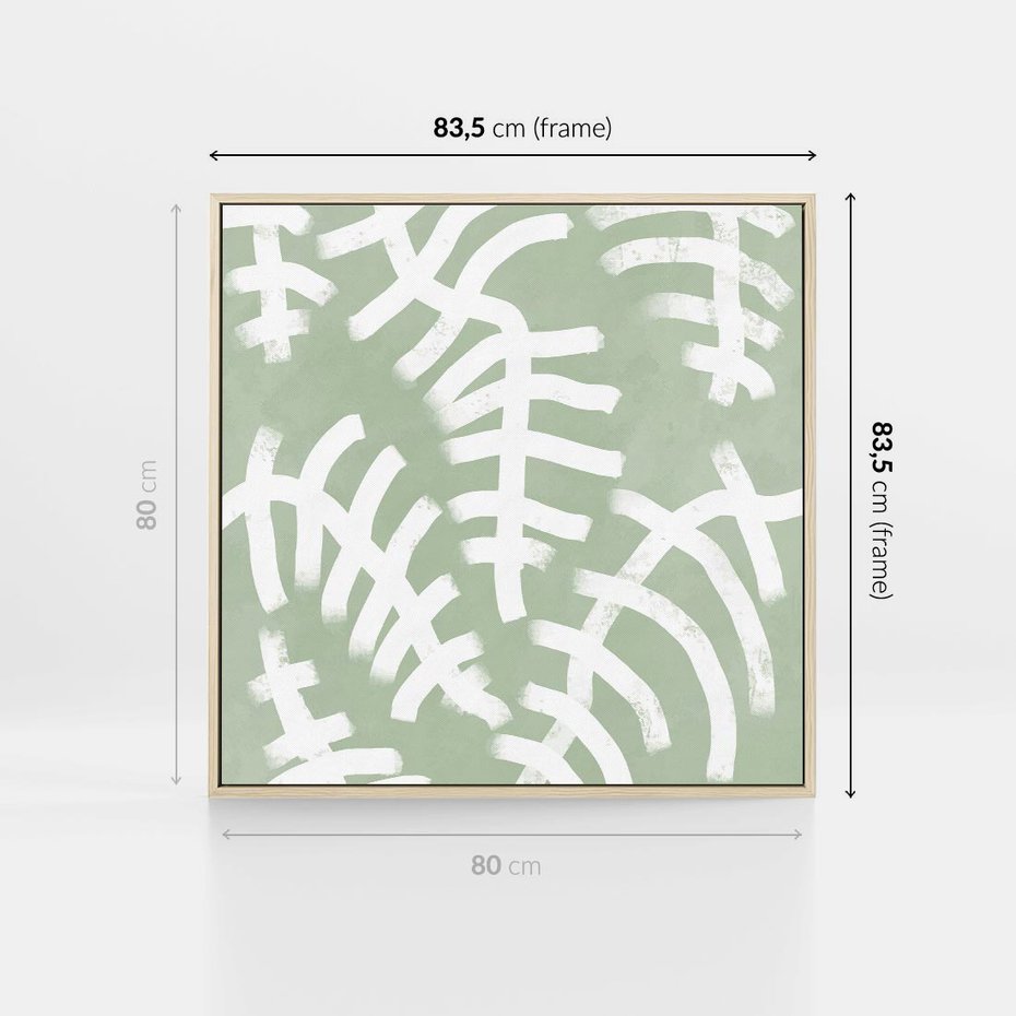 Obraz w ramie 80x80 - Oaza Zieleni - zielona abstrakcja, zgaszona zieleń - rama drewno