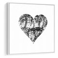 Obraz w ramie 50x50 - Drzewo Serca - czarne serce, tekstura jak kora drzewa - rama biała