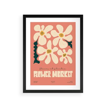 Plakat w ramie 30x40 - Szkicowane Kolorowe Uczucia - kwiatowa kompozycja, minimalizm - rama czarna