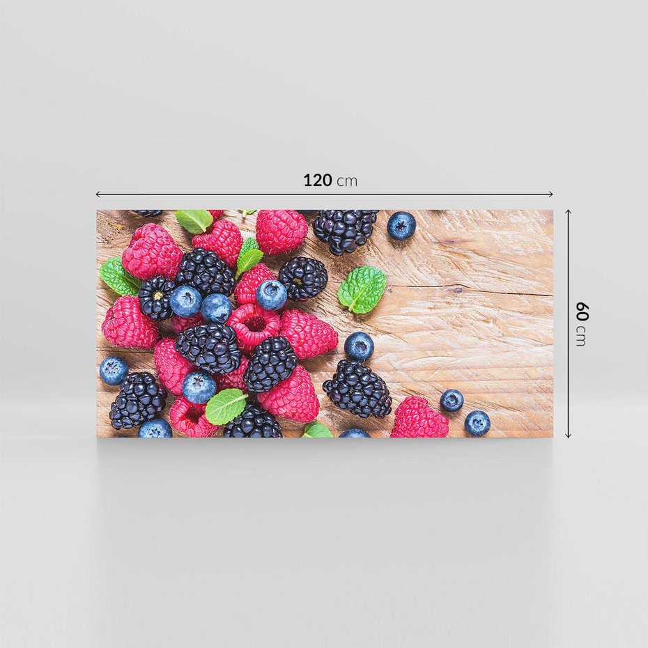 Obraz na płótnie 120x60 - Smak malin i borówek - owoce, leśne