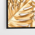 Obraz w ramie 50x50 - Monstera Złote Liście - monstera, złote - rama czarna