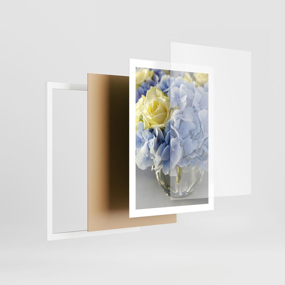 Plakat w ramie 50x70 - Różany Bukiet - bukiet, kwiaty - rama biała