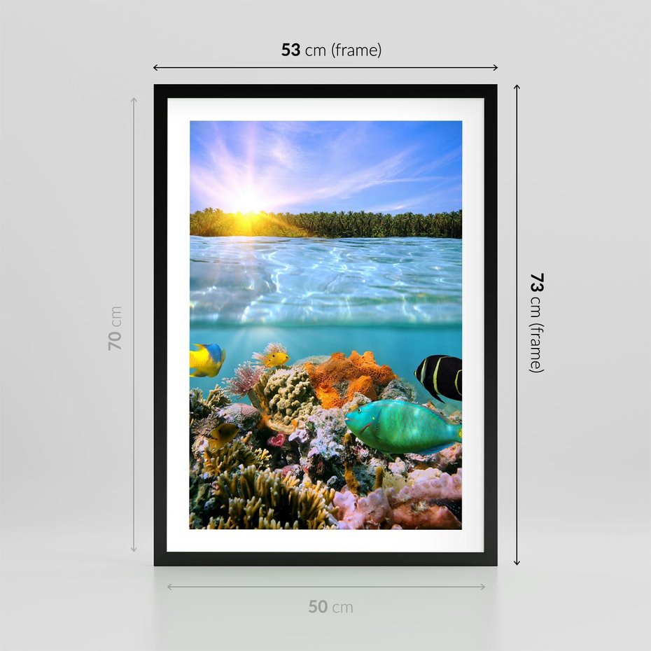 Plakat w ramie 50x70 - Rafa Koralowa - Podwodne Cuda - rafa, koralowa - rama czarna