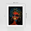 Plakat w ramie 40x50 - Kolorowe Wibracje Rzeczywistości - abstrakcyjny portret kobiety, twarz - rama biała