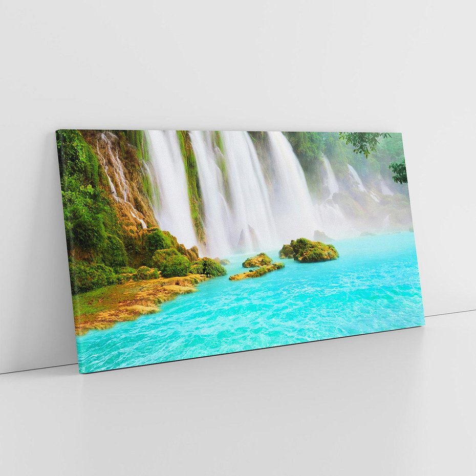 Obraz na płótnie 120x60 - Magia wodospadu - mistyczna dżungla - wodospad, dżungla