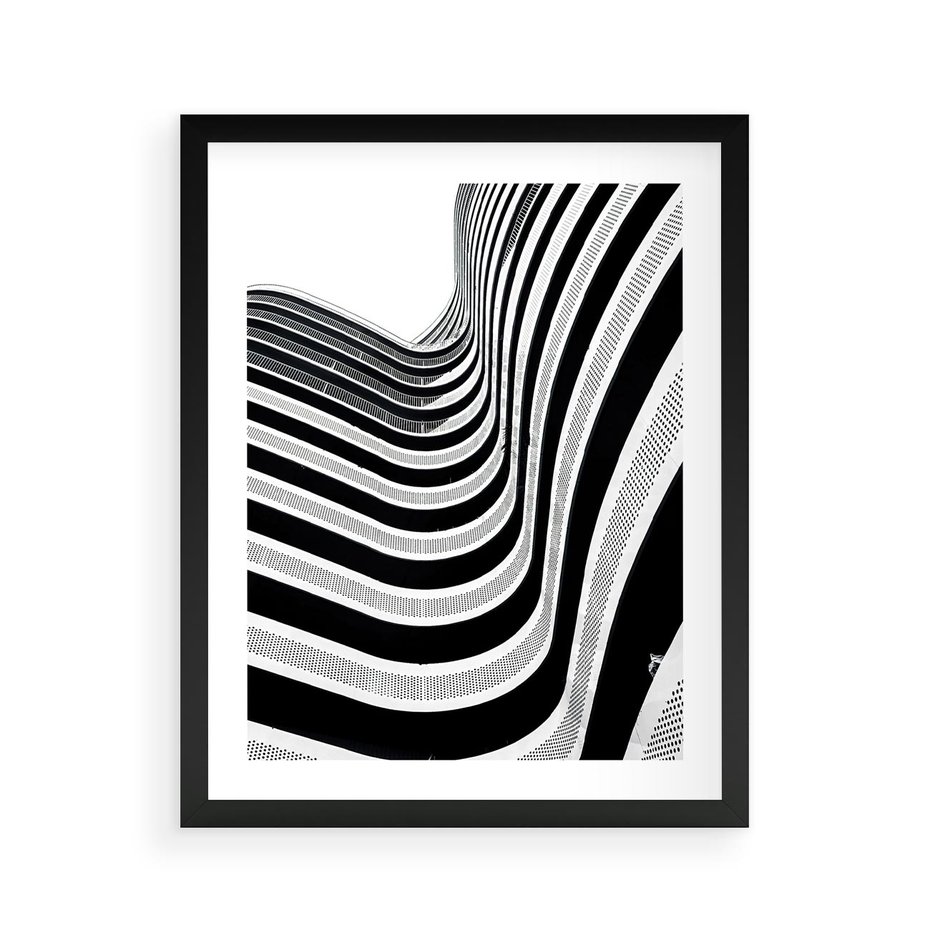 Plakat w ramie 40x50 - Nowoczesność w Monochromii - nowoczesna architektura, czarno białe zdjęcie - rama czarna
