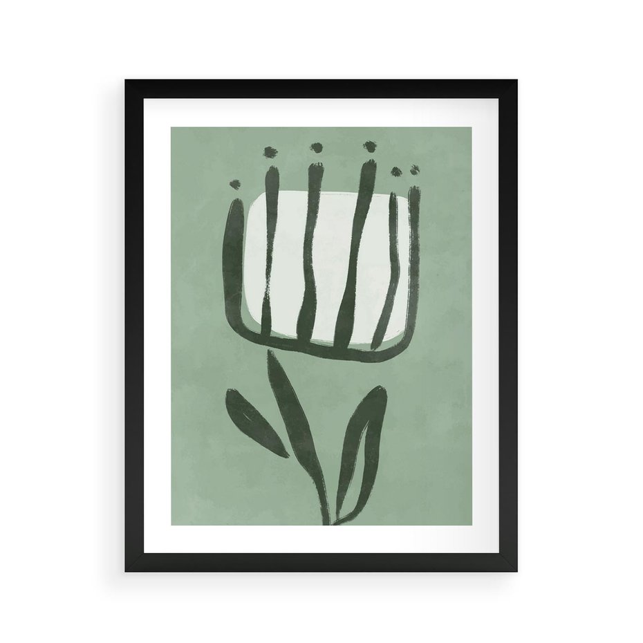 Plakat w ramie 40x50 - Objęcia Zieleni - zielona abstrakcja, zgaszona zieleń - rama czarna